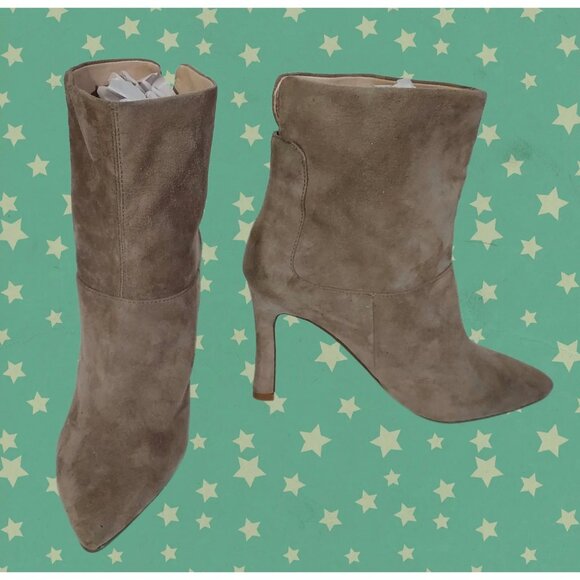 Boots Nine West Beige Suede Stiletto Size 7.5 Pull On 4 Inch Heels Never Worn - Picture 2 of 9